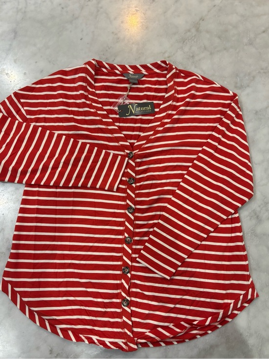 Natural Reflections Tops - Natural Reflections Red White Striped Button Down Tie Front Top Womens Large NEW